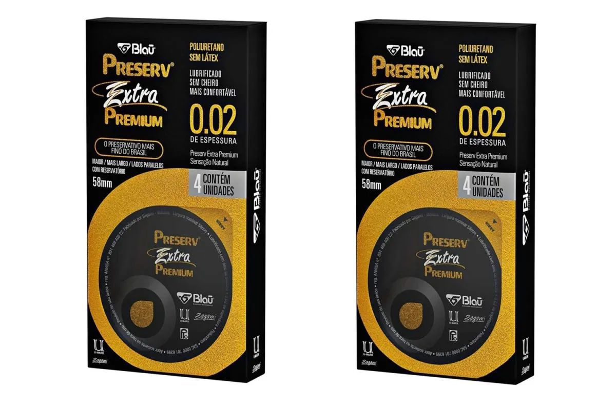 KIT 2 PRESERVATIVO PRESERV EXTRA PREMIUM 4 UNIDADES
