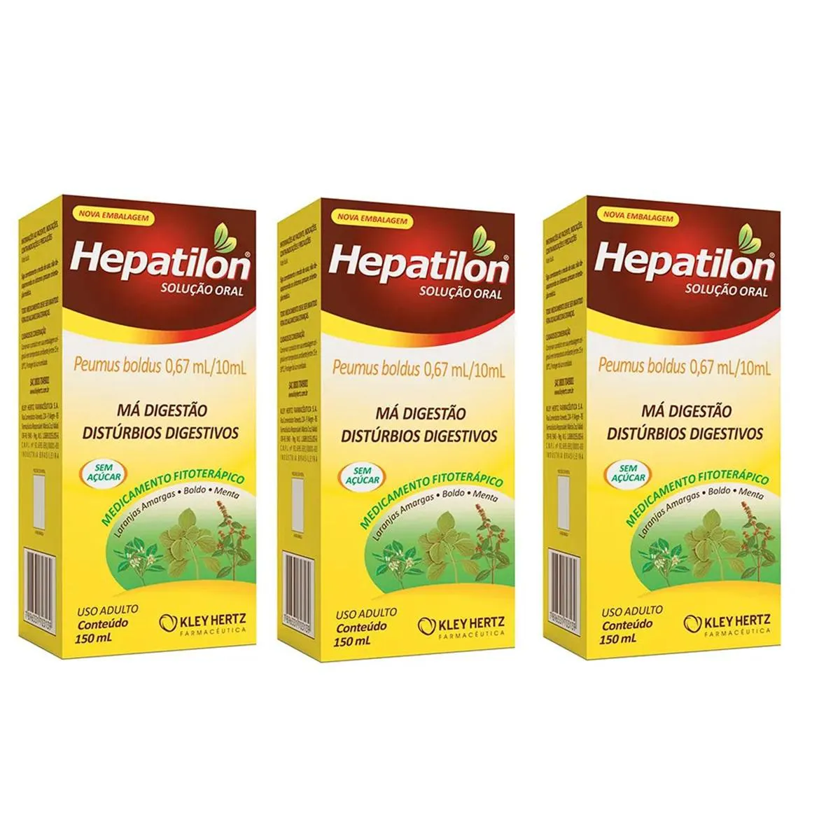 KIT 3 HEPATILON BOLDO CONTRA Má DIGESTãO AZIA MAL-ESTAR 150M
