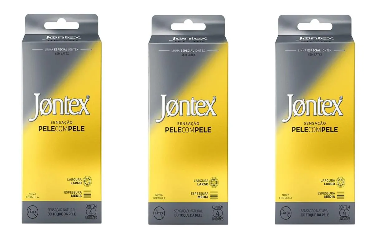 KIT 3 PRESERVATIVO JONTEX PELE COM PELE 4 UNIDADES - JONTEX