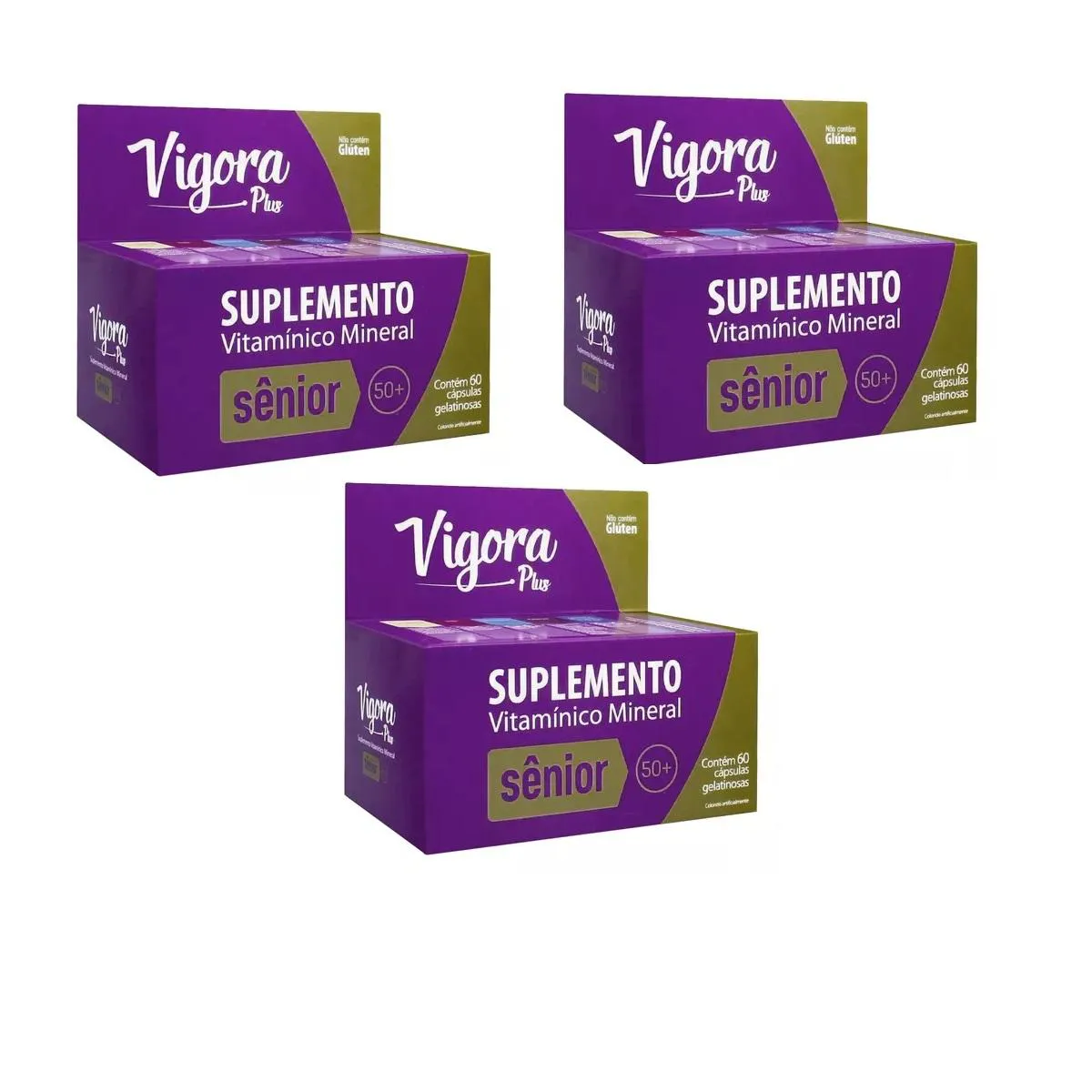 KIT 3 SUPLEMENTO VIGORA PLUS SêNIOR 50+ 60 CáPSULAS - PRATI