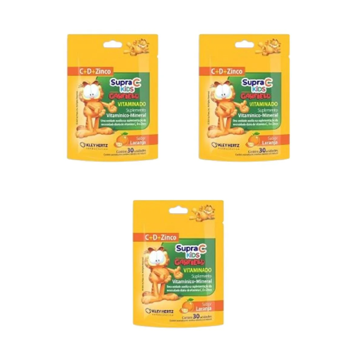 KIT 3 SUPRAVIT C KIDS VITAMINADOS VITAMINA C D ZINCO LARANJA