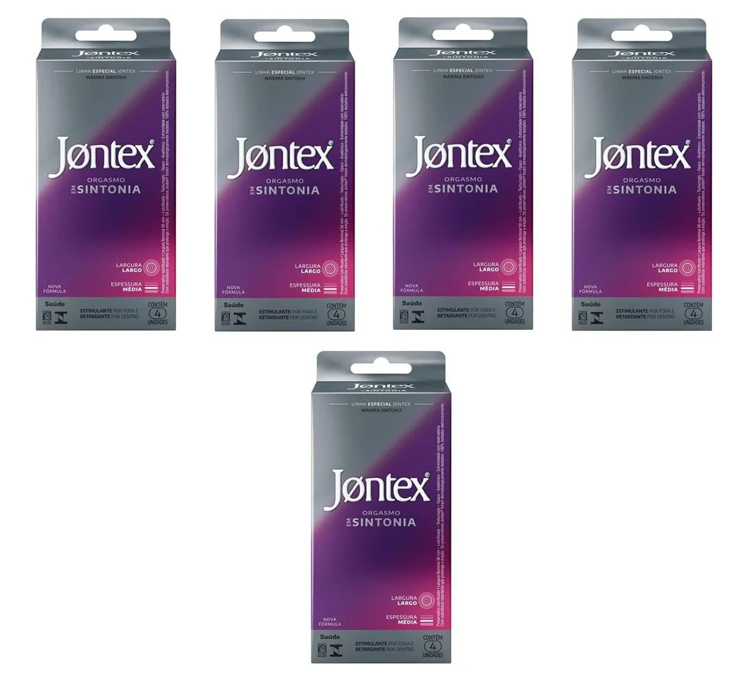 KIT 5 PRESERVATIVO JONTEX ORGASMO COM SINTONIA 4 UN - JONTEX
