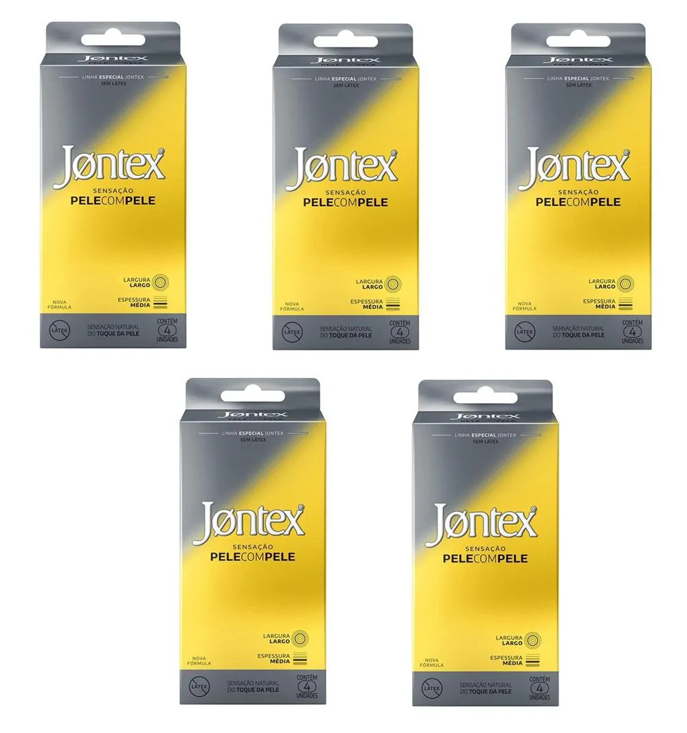 KIT 5 PRESERVATIVO JONTEX PELE COM PELE 4 UNIDADES - JONTEX