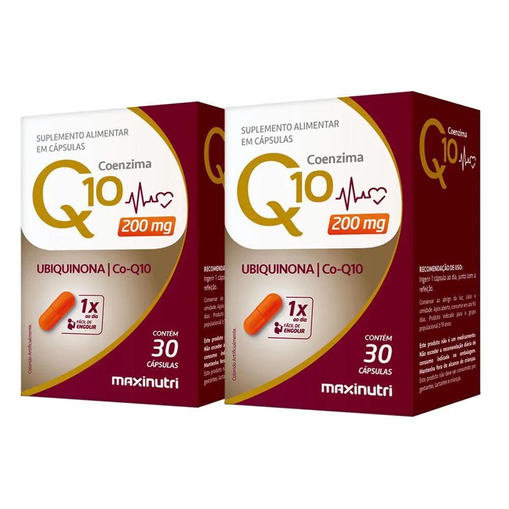 KIT 2 COENZIMA Q10 GOLD UBIQUINONA 200MG 30 CáPS MAXINUTRI