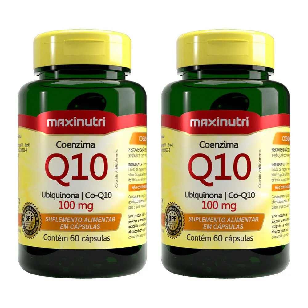 KIT 2 COENZIMA Q10 UBIQUINONA 100MG 60 CáPSULAS MAXINUTRI