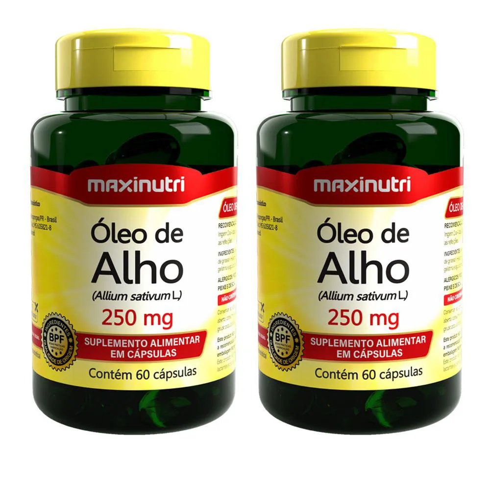 KIT 2 ÓLEO DE ALHO ALLIUM SATIVUM L. 250MG 60 CAPS MAXINUTRI