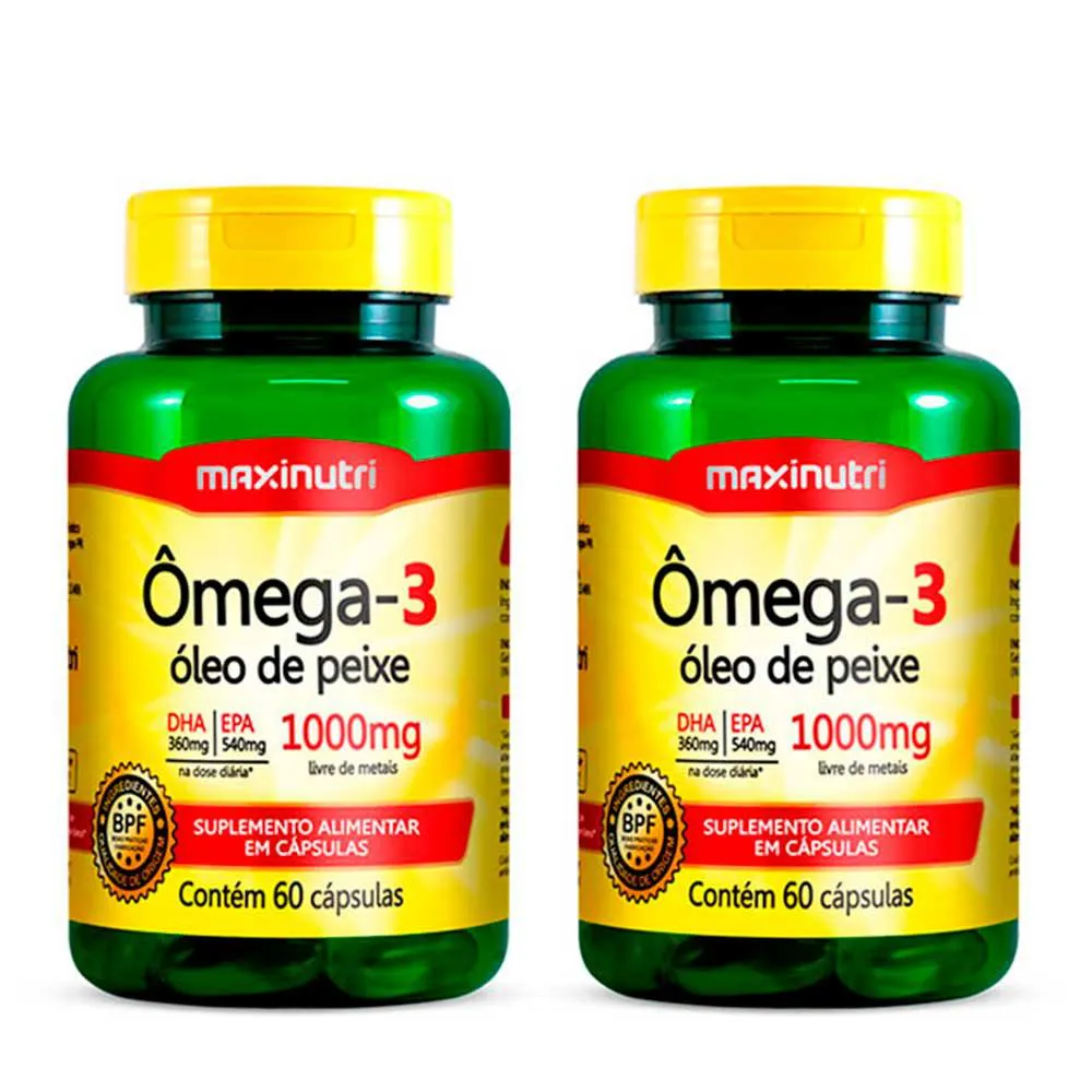 KIT 2 OMEGA 3 ÓLEO DE PEIXE EPA DHA 60 CáPS 1000MG MAXINUTRI