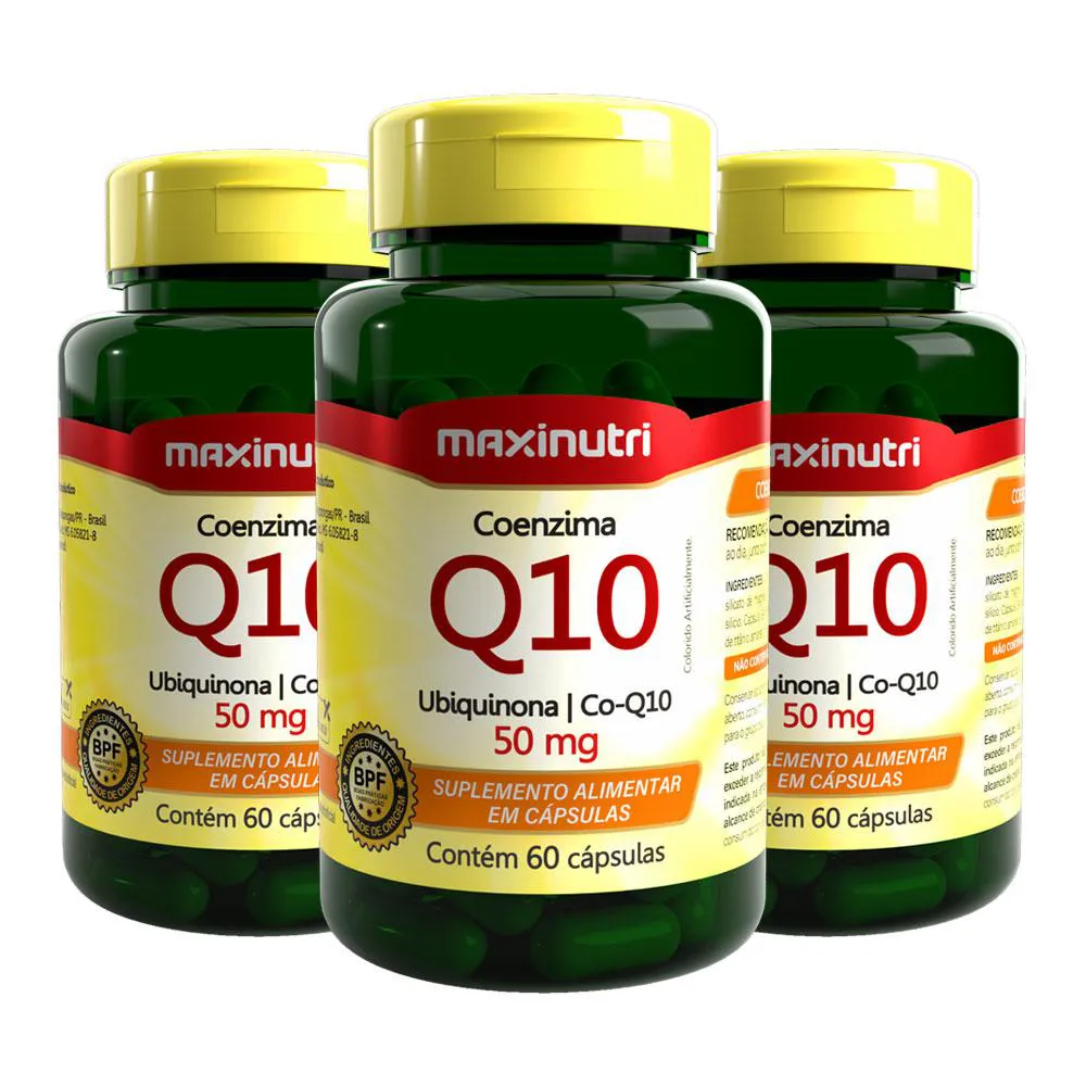 KIT 3 COENZIMA Q10 UBIQUINONA 50MG 60 CáPSULAS MAXINUTRI
