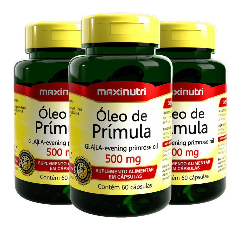 KIT 3 ÓLEO DE PRíMULA OENOTHERA BIENNIS L. 60 CáPS MAXINUTRI