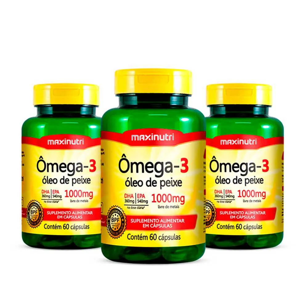 KIT 3 OMEGA 3 ÓLEO DE PEIXE EPA DHA 60 CáPS 1000MG MAXINUTRI