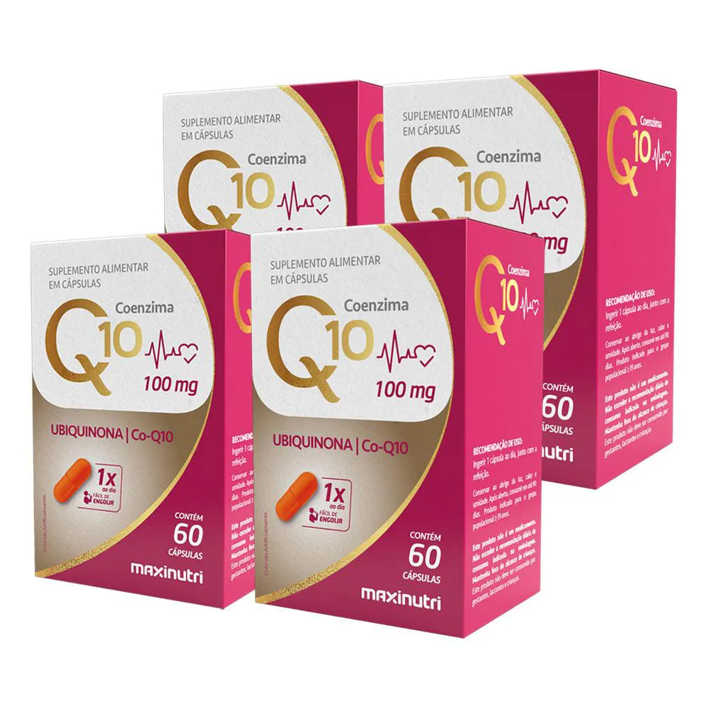 KIT 4 COENZIMA Q10 GOLD UBIQUINONA 100MG 60 CáPS MAXINUTRI