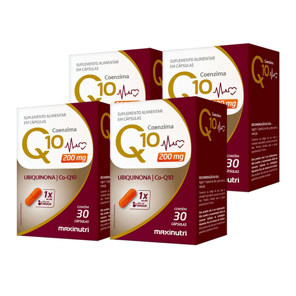 KIT 4 COENZIMA Q10 GOLD UBIQUINONA 200MG 30 CáPS MAXINUTRI