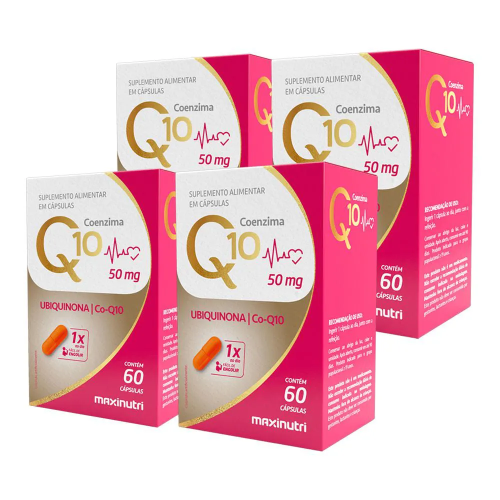 KIT 4 COENZIMA Q10 GOLD UBIQUINONA 50MG 60 CáPS MAXINUTRI