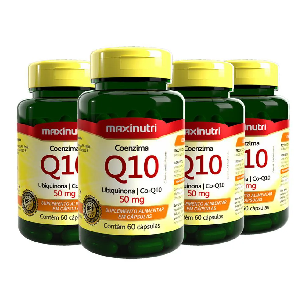 KIT 4 COENZIMA Q10 UBIQUINONA 50MG 60 CáPSULAS MAXINUTRI