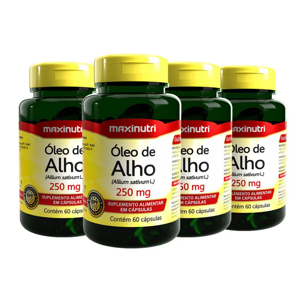 KIT 4 ÓLEO DE ALHO ALLIUM SATIVUM L. 250MG 60 CAPS MAXINUTRI