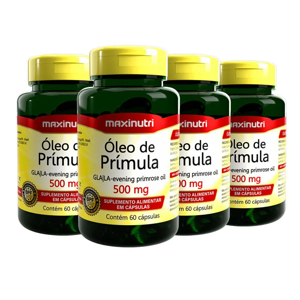 KIT 4 ÓLEO DE PRíMULA OENOTHERA BIENNIS L. 60 CáPS MAXINUTRI