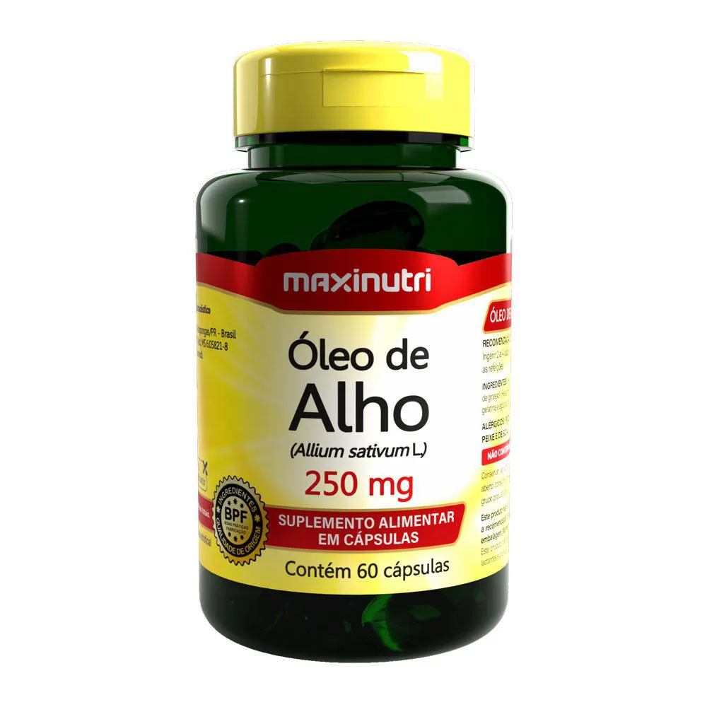 ÓLEO DE ALHO ALLIUM SATIVUM L. 250MG 60 CáPSULAS MAXINUTRI