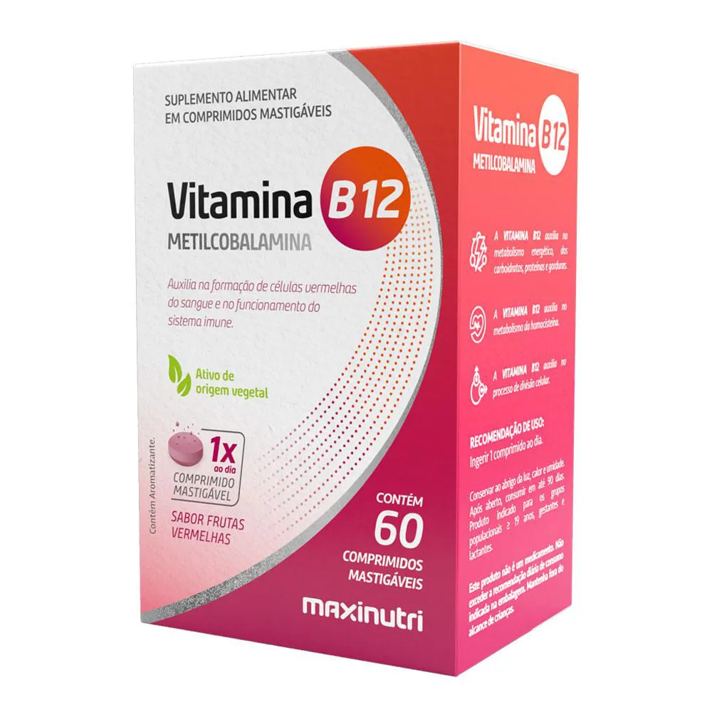 VITAMINA B-12 METILCOBALAMINA MASTIGáVEL 60 COMPRIMIDOS MAXINUTRI