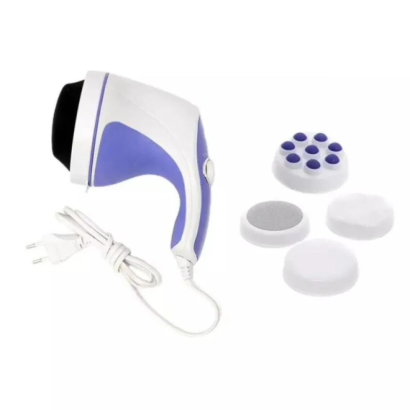 MASSAGEADOR ELéTRICO ORBITAL 360° PORTáTIL COM 5 ACESSóRIOS RELAXAMENTO E ALíVIO MUSCULAR BIVOLT