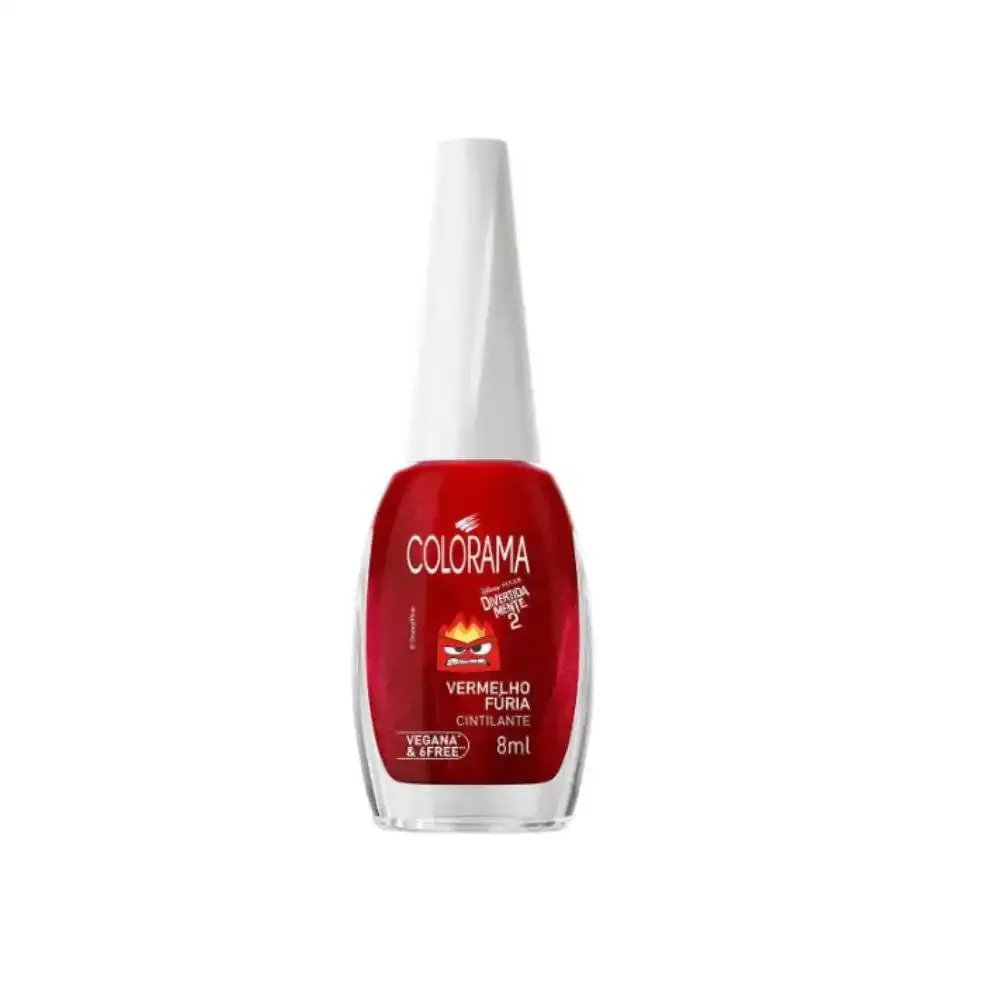 ESMALTE CINTILANTE DIVERTIDAMENTE VERMELHO FúRIA COLORAMA 8ML