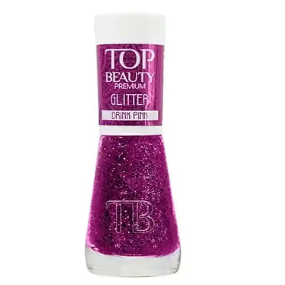 ESMALTE TOP BEAUTY PREMIUM GLITTER DRINK PINK 9ML