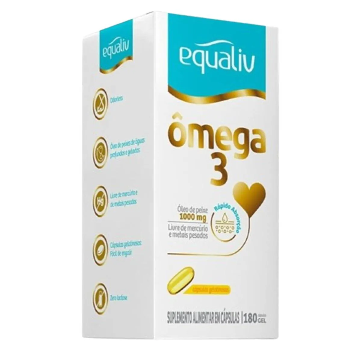 ÔMEGA 3 ÓLEO DE PEIXE 1000MG 180 CáPSULAS S/SABOR - EQUALIV