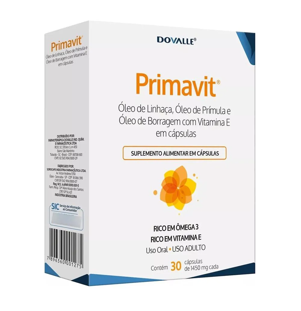 SUPLEMENTO ALIMENTAR PRIMAVIT 30 CPS GELATINOSAS - DOVALLE