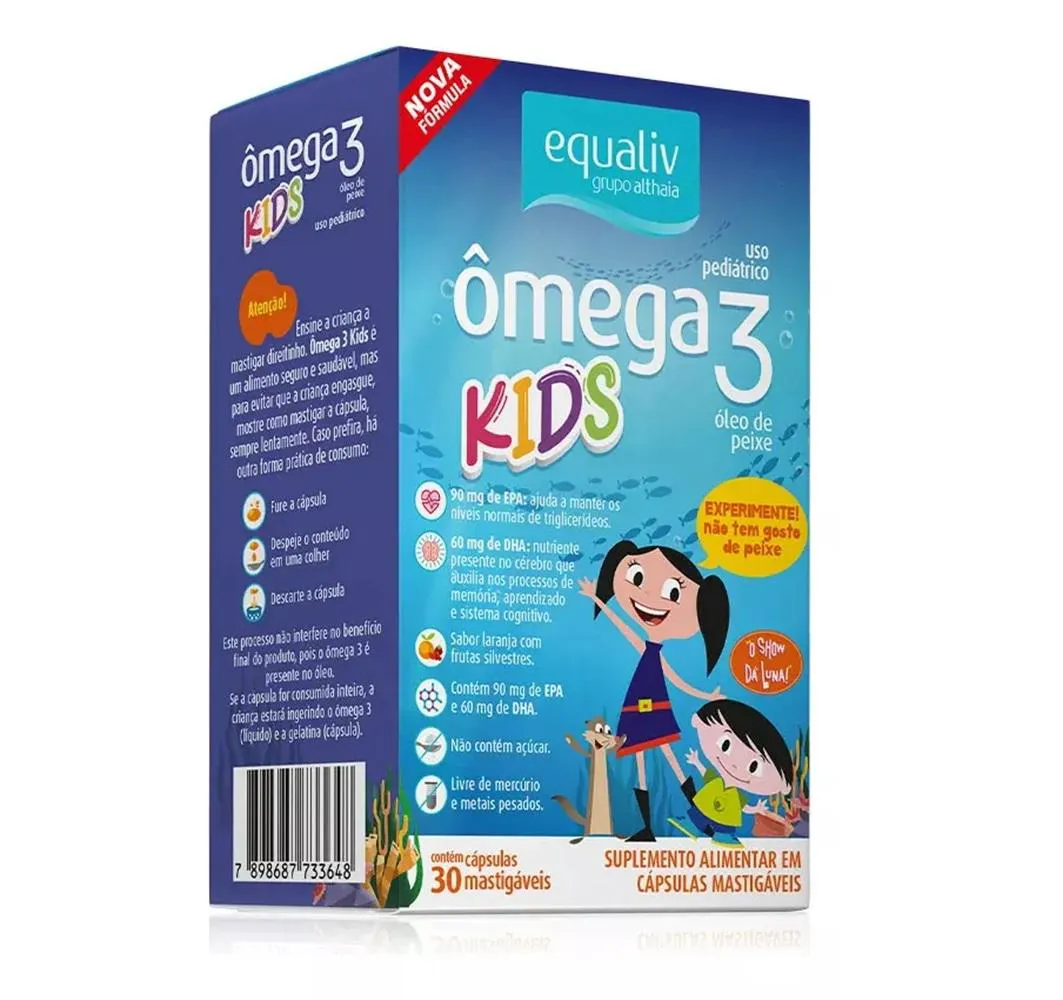 SUPLEMENTO ÔMEGA 3 KIDS FRUTAS 30 CPS MASTIGáVEIS - EQUALIV