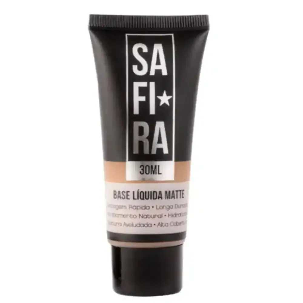 BASE LíQUIDA MATTE Nº 06 ALTA COBERTURA 30ML BASIC SAFIRA - SAFIRA COS