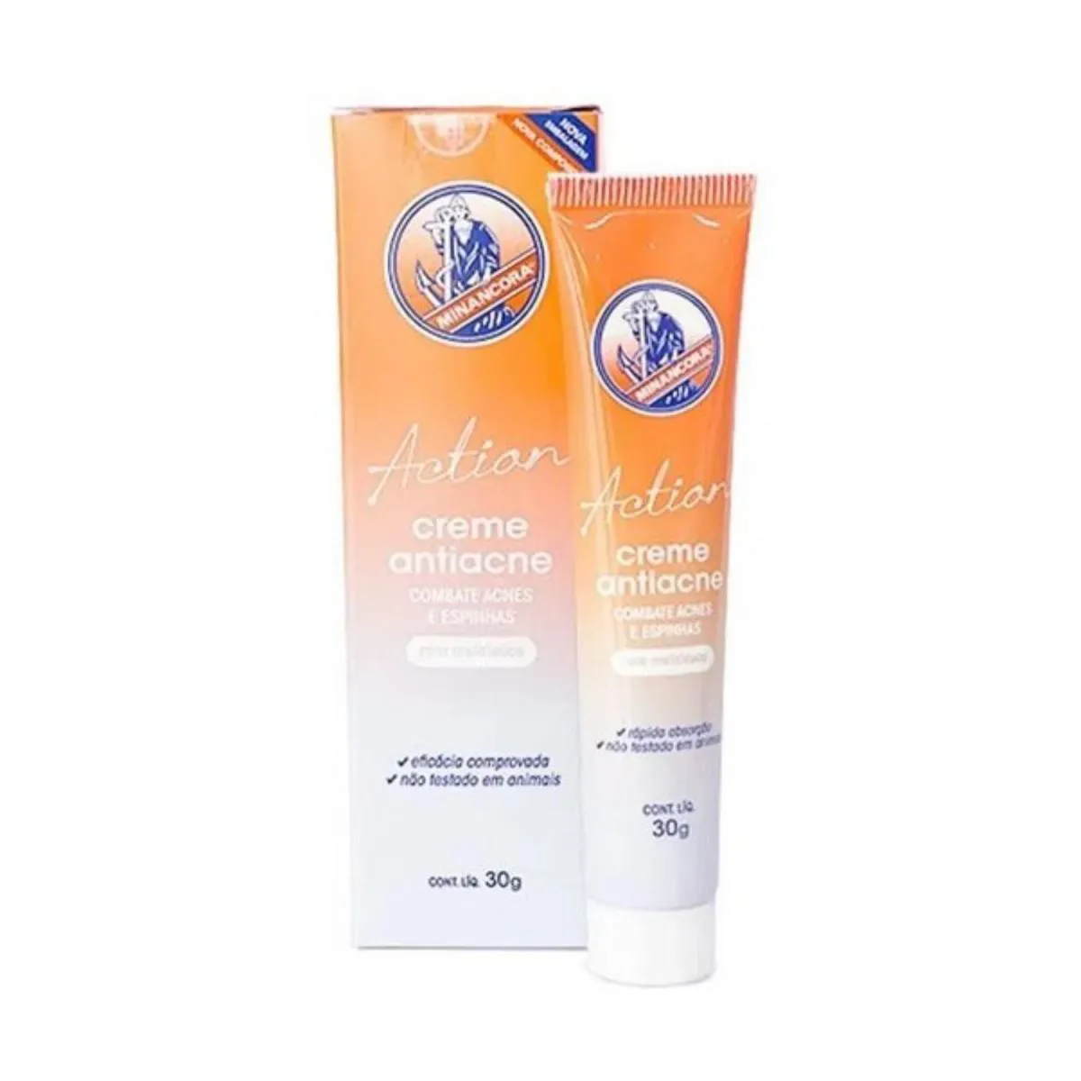 MINANCORA ACTION CREME ANTIACNE COMBATE ACNES E ESPINHAS COM MELALEUCA 30G