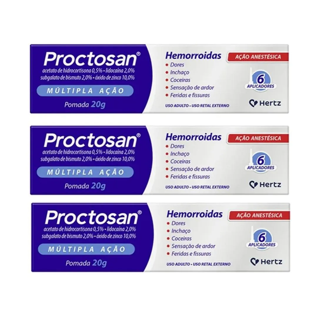 KIT 3 POMADA PARA HEMORROIDAS PROCTOSAN 20G - KLEY HERTZ