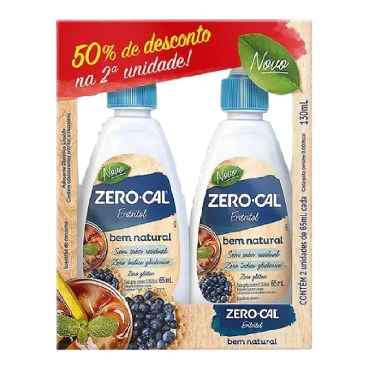 KIT 2 ADOçANTE ZERO-CAL ERITRITOL COM SUCRALOSE 65ML