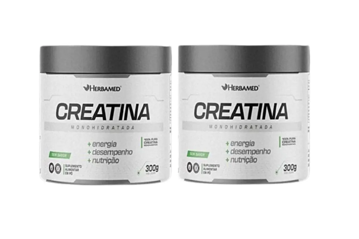 KIT 2 CREATINA MONOHIDRATADA 100% PURA 300G - HERBAMED