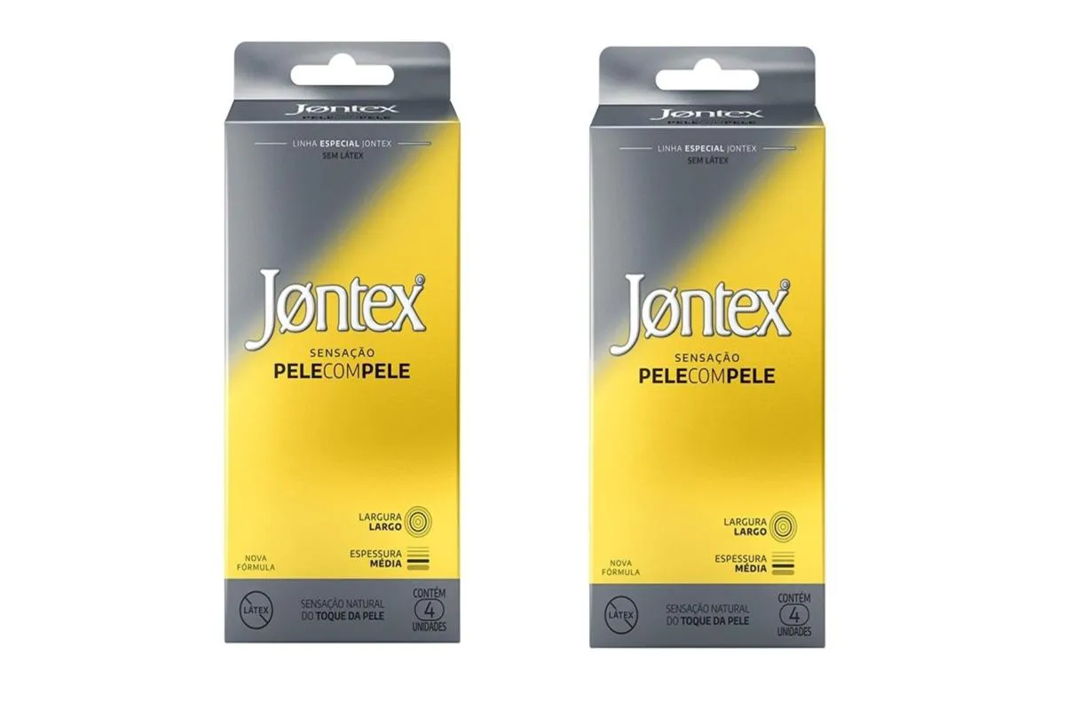 KIT 2 PRESERVATIVO JONTEX PELE COM PELE COM 4 UNIDADES