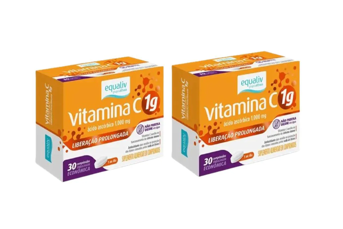 KIT 2 VITAMINA C LIBERAçãO PROLONGADA 1G 30 CáPS - EQUALIV
