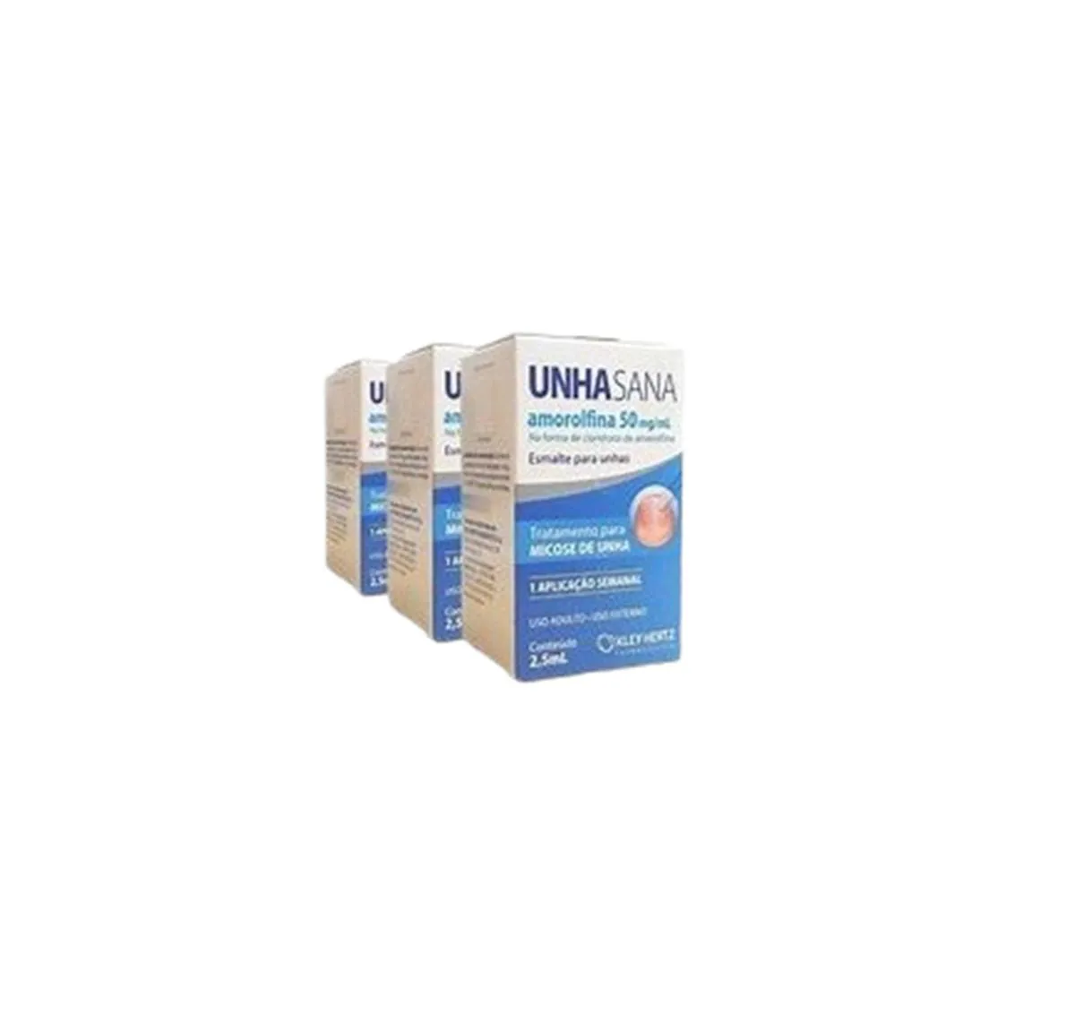 KIT 3 ESMALTE TRATAMENTO MICOSE UNHA SANA 2,5ML - KLEY HERTZ