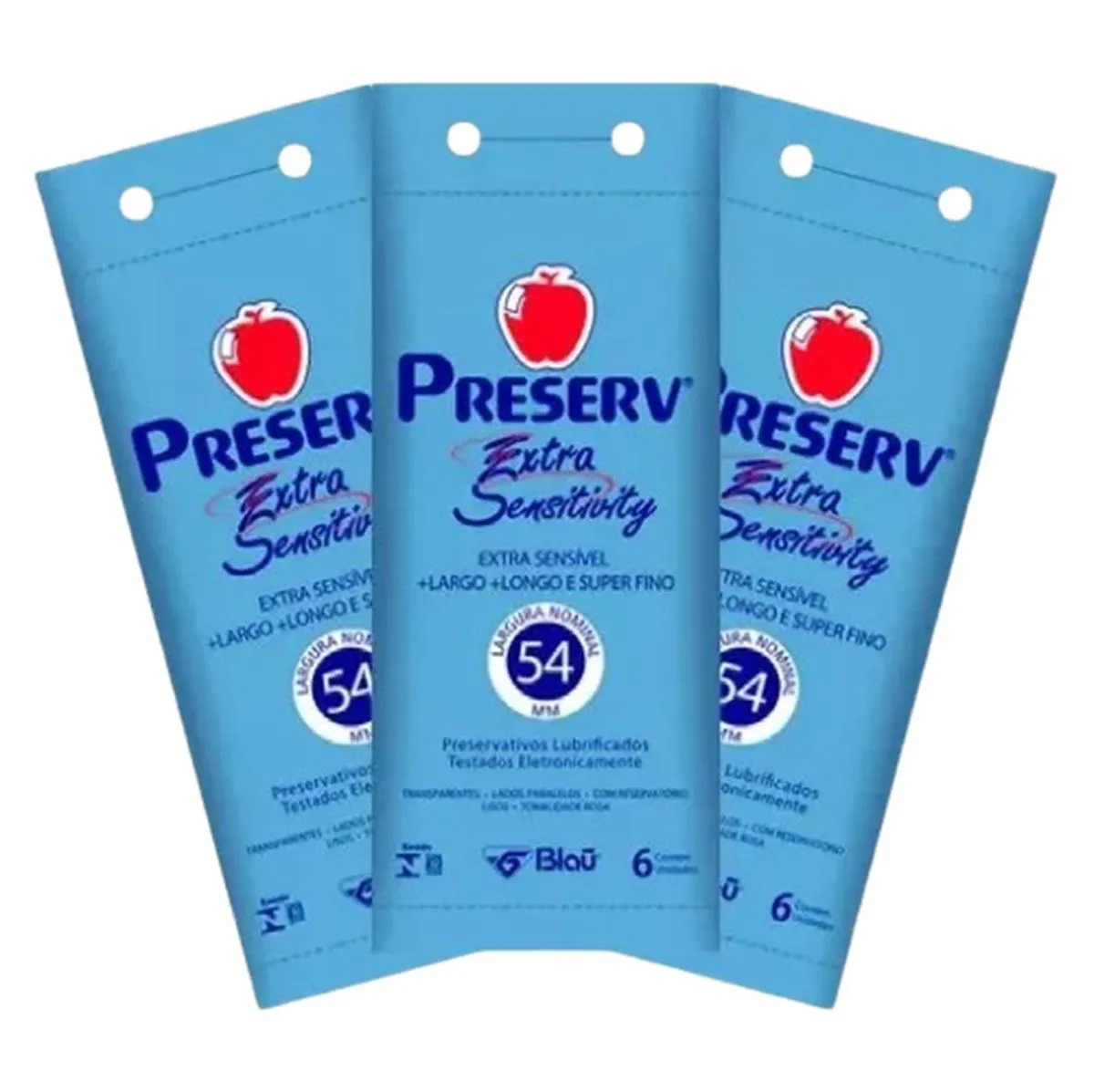 KIT 3 PRESERVATIVO PRESERV EXTRA SENSITIVITY 6 UN - BLAU