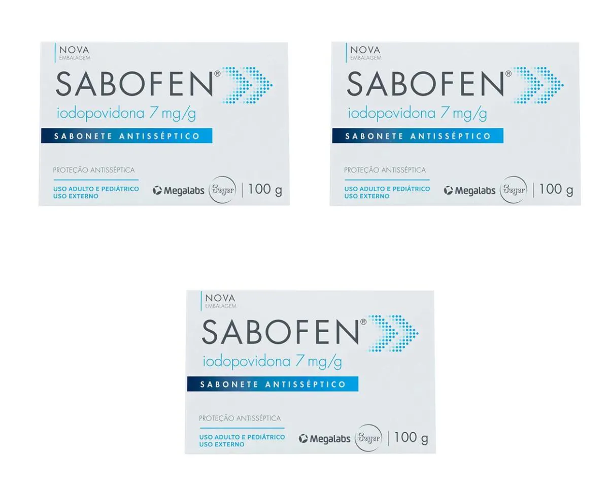 KIT 3 SABONETE ANTISSéPTICO SABOFEN 100G - MEGALABS