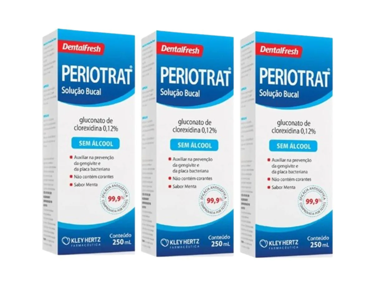 PERIOTRAT ENXAGUANTE BUCAL SEM ÁLCOOL ( KIT 3X250ML ) MENTA