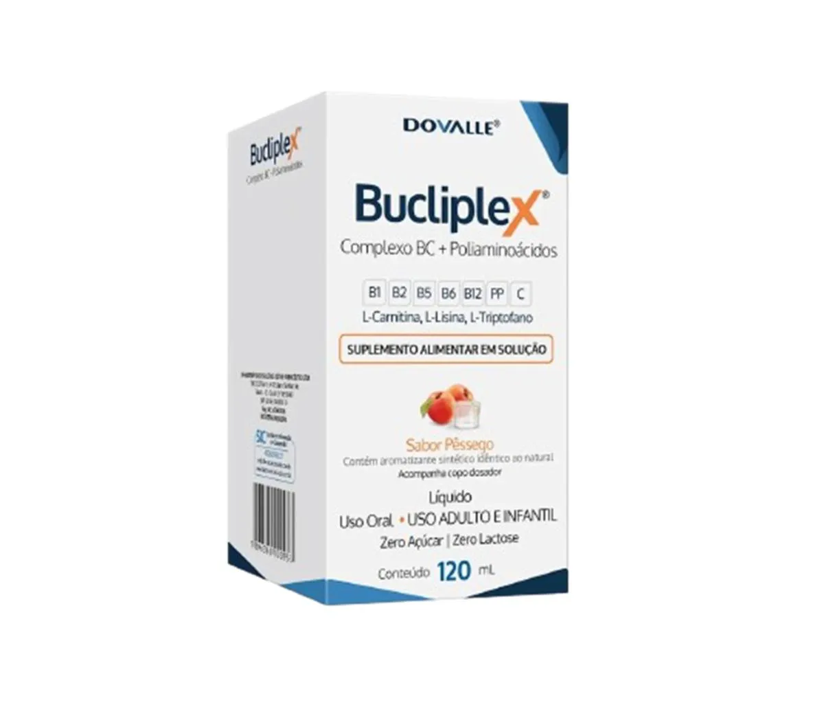 SUPLEMENTO BUCLIPLEX SOLUçãO 120ML SABOR PêSSEGO - DOVALLE