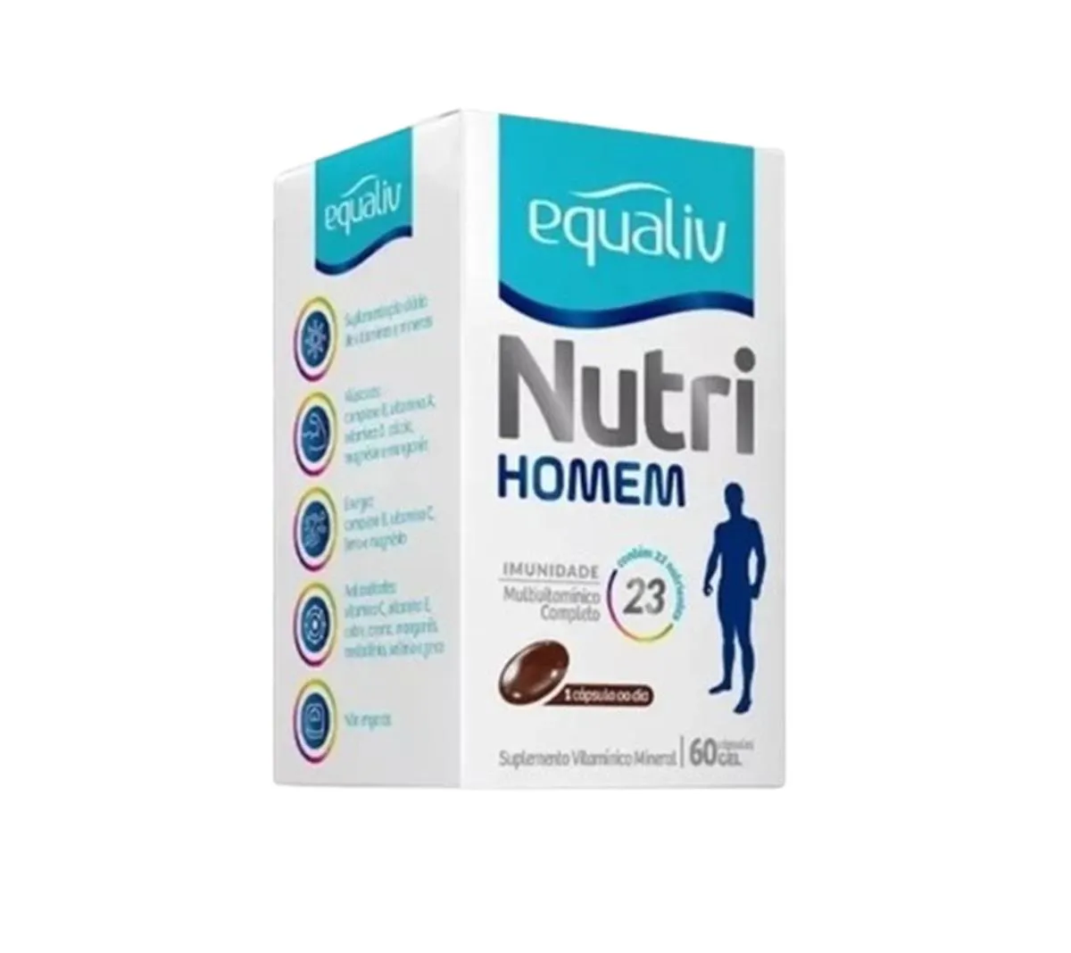 SUPLEMENTO NUTRI HOMEM MULTIVITAMíNICO 60 CáPS - EQUALIV