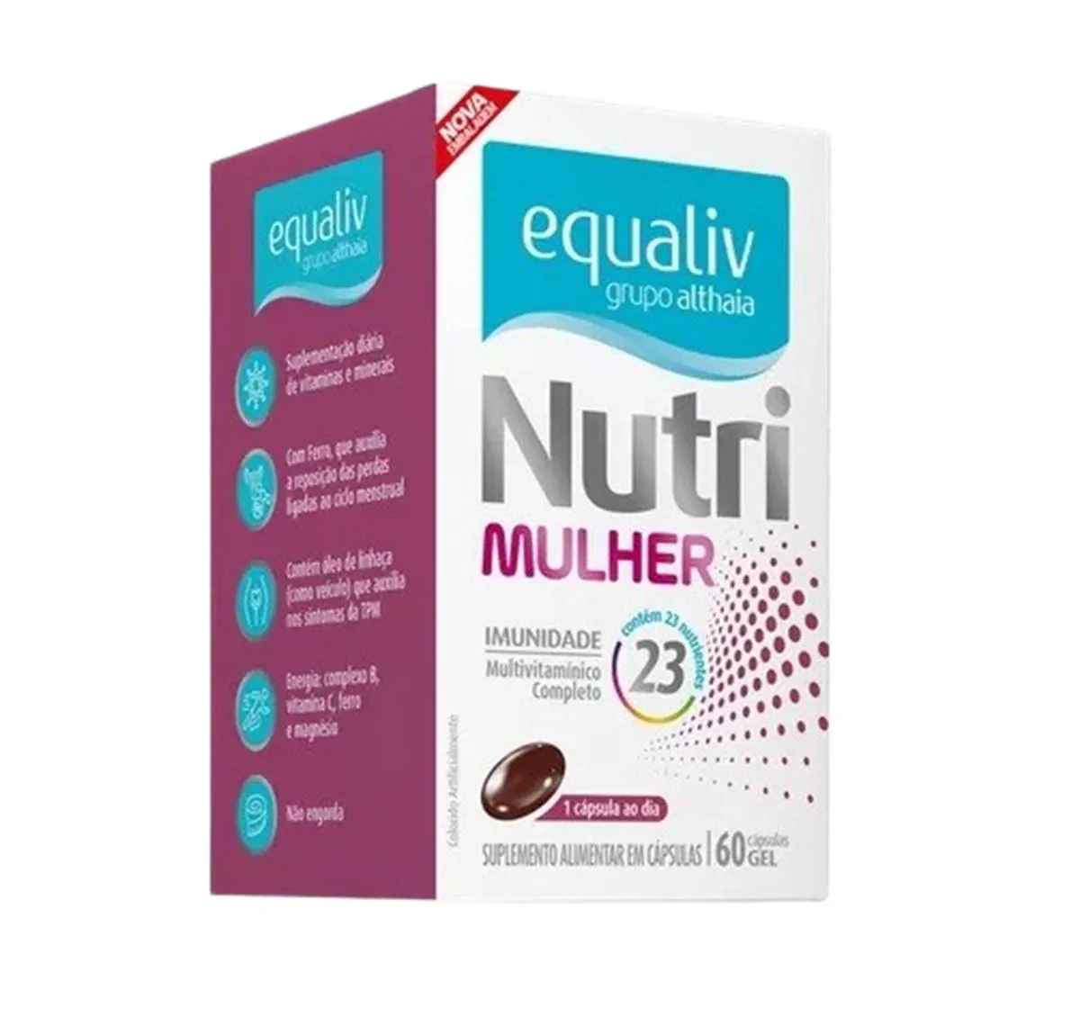 SUPLEMENTO NUTRI MULHER MULTIVITAMíNICO 60 CáPS - EQUALIV