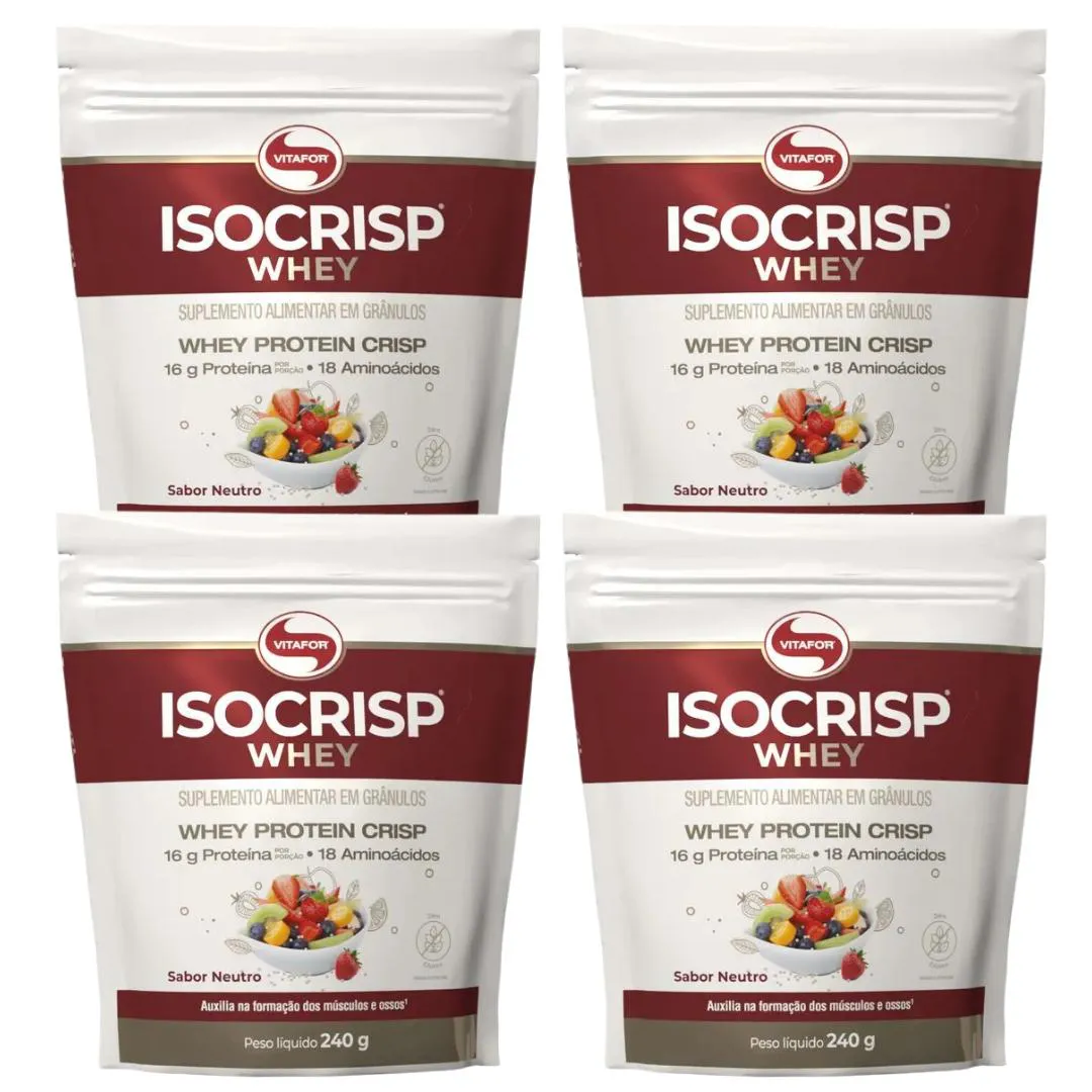 KIT 4 ISOCRISP WHEY POUCH - 240G - VITAFOR