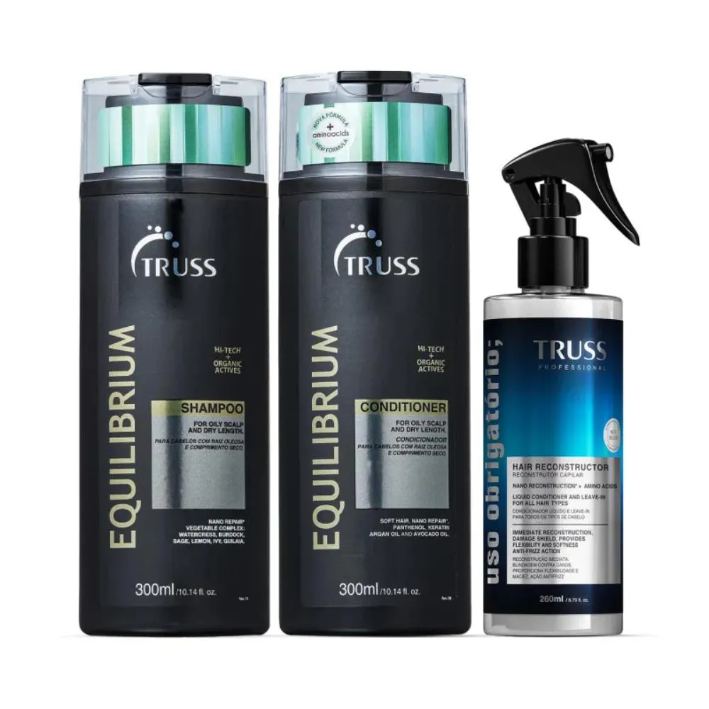 COMBO TRUSS EQUILíBRIO OBRIGATóRIO SHAMPOO + CONDICIONADOR 300ML + SPRAY USO OBRIGATóRIO