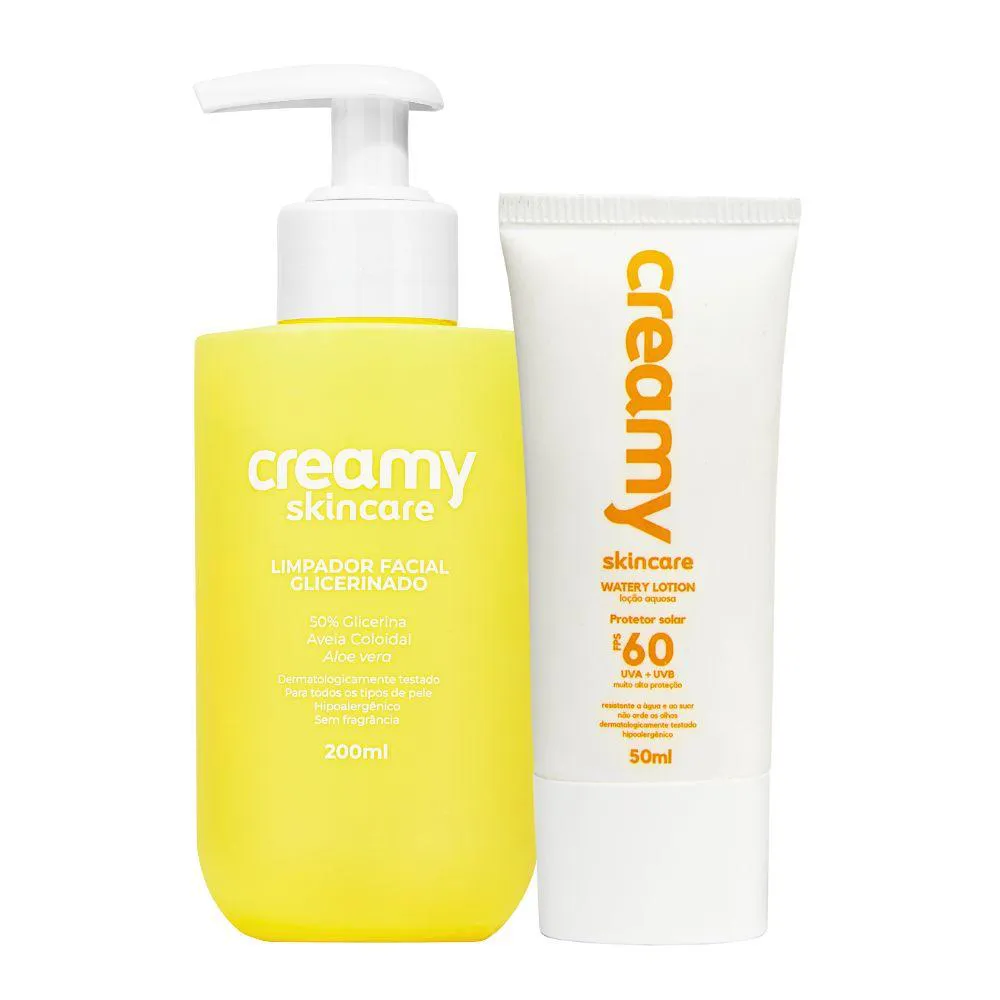 DUO LIMPADOR GLICERINADO 200ML + PROTETOR SOLAR WATERY LOTION CREAMY