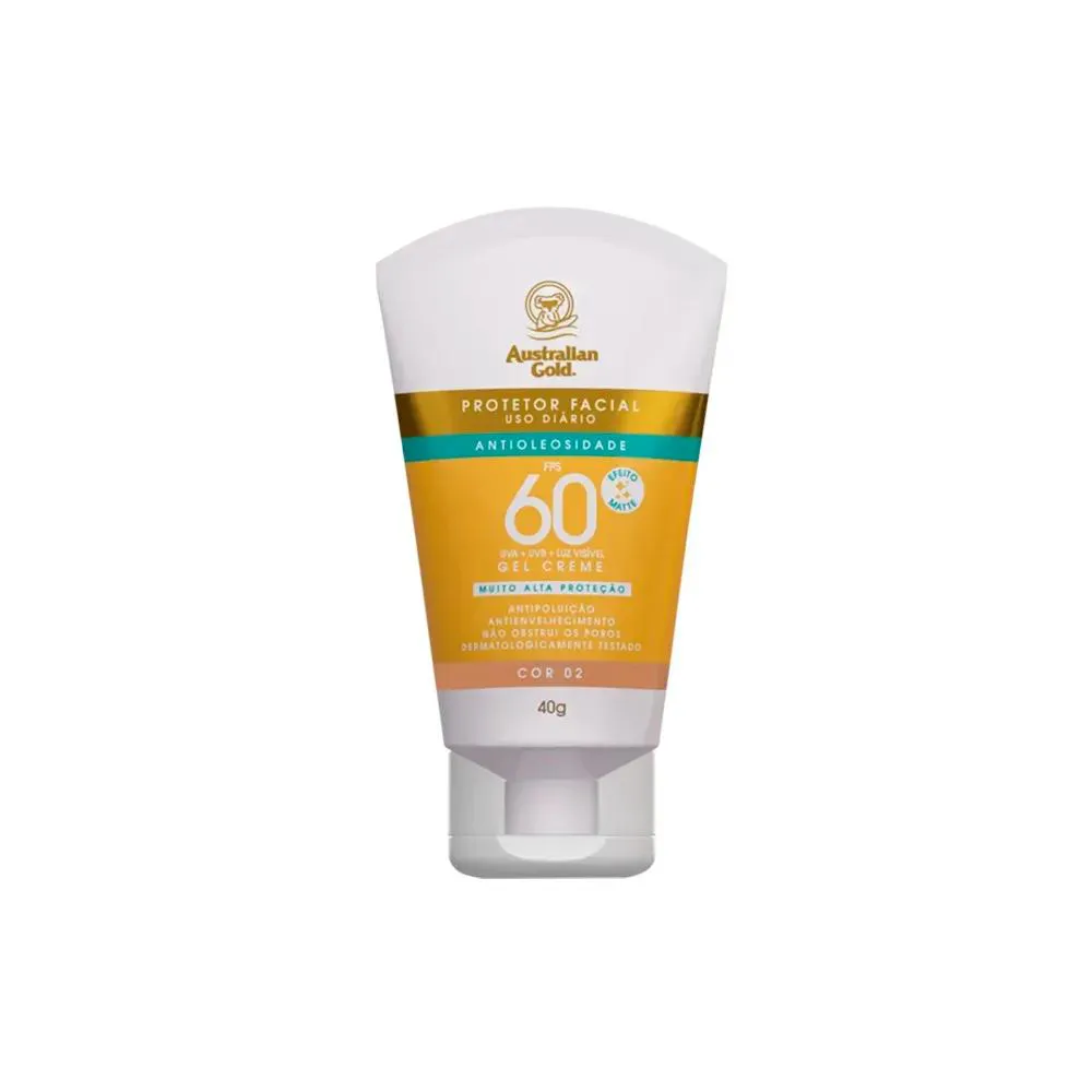 PROTETOR SOLAR FACIAL MATTE AUSTRALIAN GOLD COR 02 FPS 60 40G