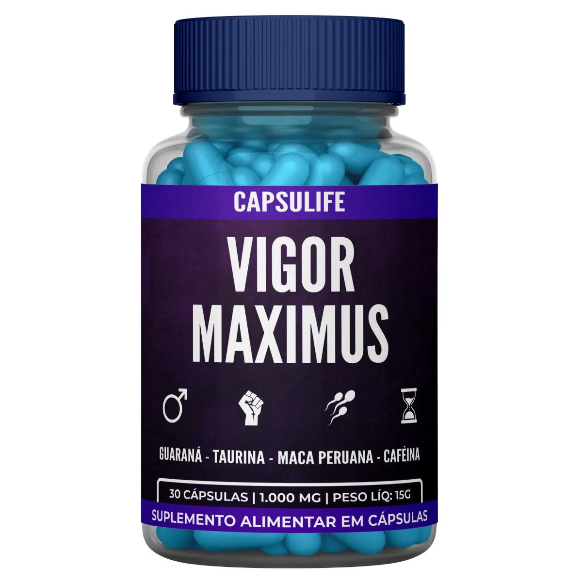 1 SUPLEMENTO MASCULINO VIGOR MAXIMUS ALTA CONCENTRAçãO 30 CáPSULAS Neutro
