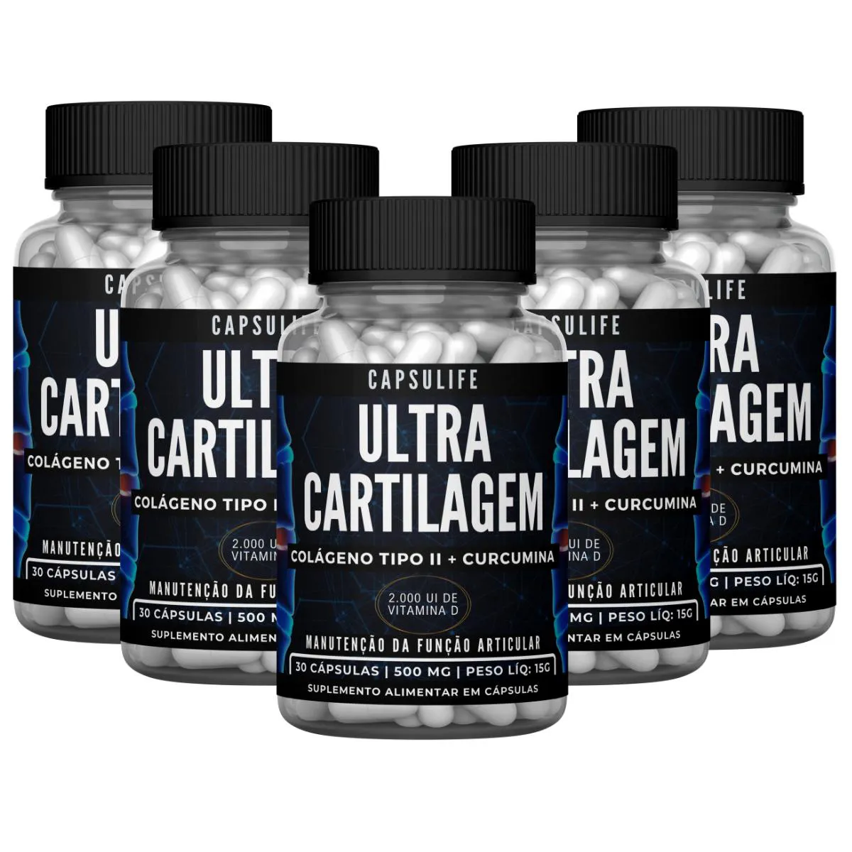 SUPLEMENTO ARTICULAR 5X ULTRA CARTILAGEM 1500 CPS - QUALIDADE DE VIDA Neutro