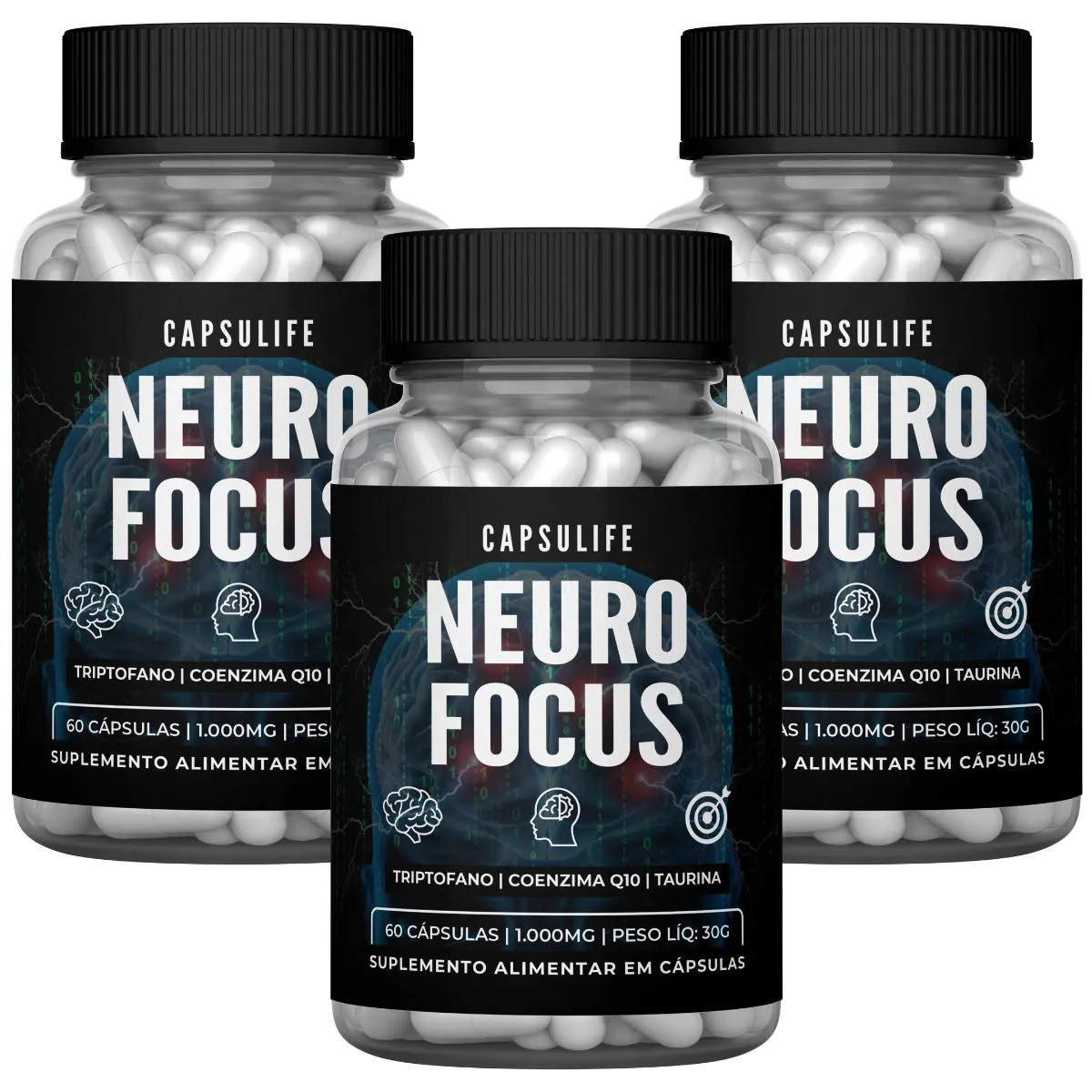 3X SUPLEMENTOS NEURO FOCUS 90 CáPSULAS Neutro