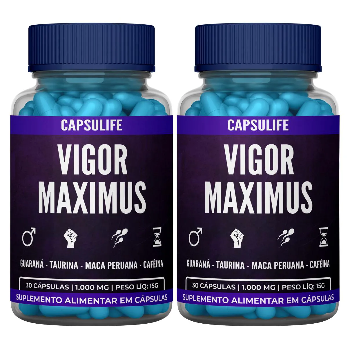 2 SUPLEMENTO MASCULINO VIGOR MAXIMUS ALTA CONCENTRAçãO 60 CáPSULAS Neutro
